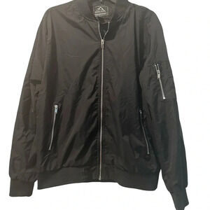 Alloaone Black Bomber Jacket – Lightweight Autumn Windbreaker, Size M